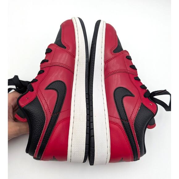 Nike Air Jordan 1 Low Youth Gym Sneaker Shoes Red/Black Pebbled Size US7Y EU40 - Picture 6 of 13